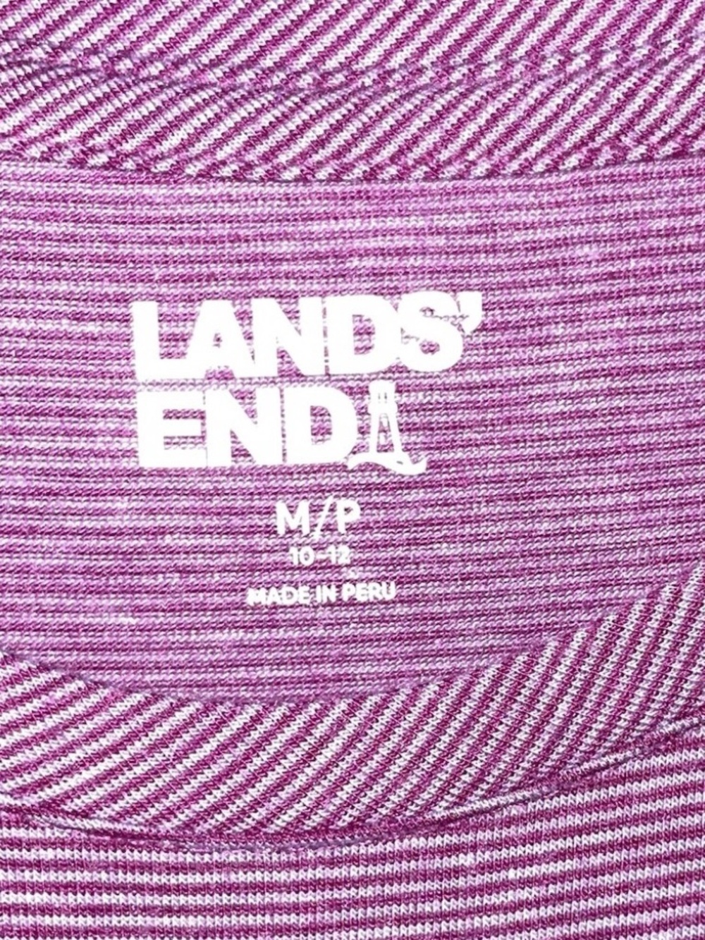 Land's End Medium Petite 100% Swing Tunic Tank Top Purple Stripe - Picture 5 of 9